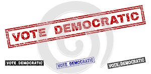 Grunge VOTE DEMOCRATIC Textured Rectangle Stamps