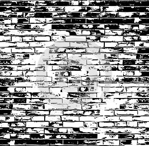 Black and White Seamless Brick Wall Pattern Background