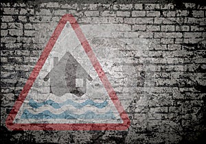 Grunge wall flood sign