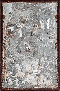 Grunge wall with rusty frame