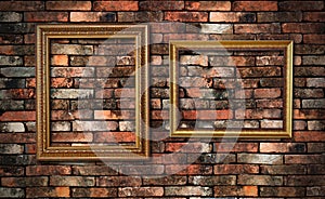 Grunge wall and two frames