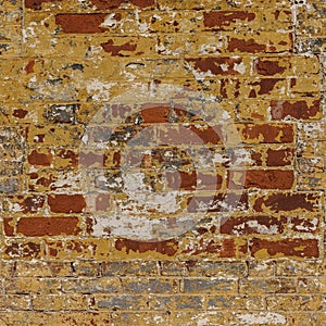 Grunge weathered brick wall red with gray white an