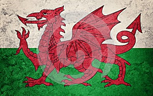 Grunge Welsh flag. Welsh flag with grunge texture.