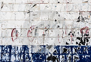 Grunge white and blue brick wall background