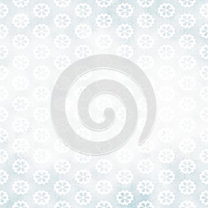 Grunge white gray pastel blue dirty parchment background with white flower ornaments