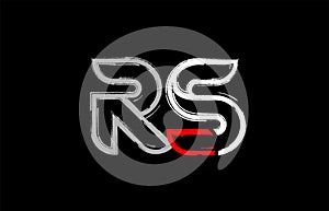 grunge white red black alphabet letter rs r s logo design