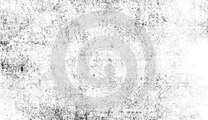 Grunge white scratch pattern. Monochrome particles abstract texture. Black printing element overlays photo