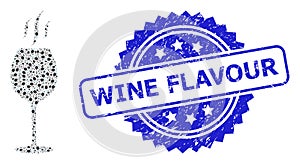 Grunge Wine Flavour Seal Stamp and Recursive Wine Flavour Icon Composition