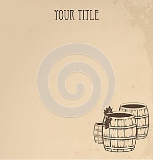 Grunge wooden barrels of wine