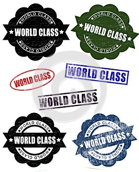 Grunge World Class Rubber Stamp Seals (Vector)