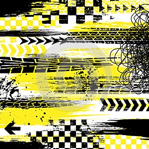 Grunge yellow and black tire background