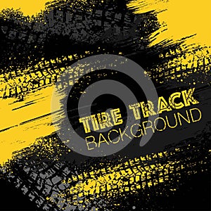 Grunge yellow tire track background