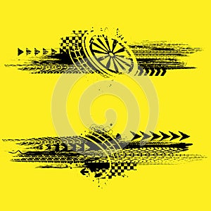 Grunge yellow tire track banners
