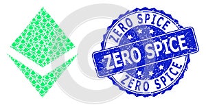 Grunge Zero Spice Round Watermark and Recursive Crystal Icon Composition