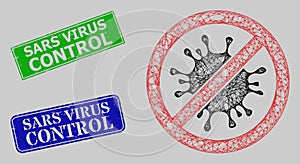 Grunged Sars Virus Control Seals and Network No Coronavirus Mesh