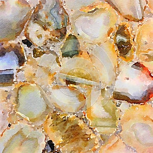 Grungy abstract watercolor minimalist wall art of gem stones