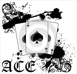 Grungy Ace of Spades Vector Illustration