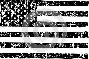 Grungy american flag mockup,black and white, stars and stripes, vector