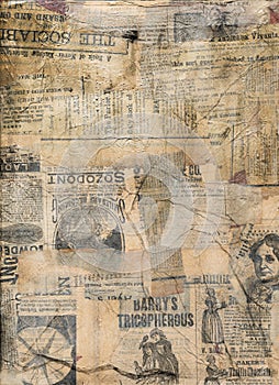 Grungy Antique newspaper paper collage