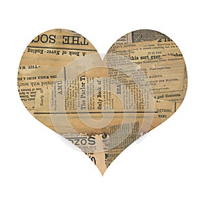 Grungy Antique newspaper paper collage heart