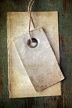 Grungy blank tag and paper