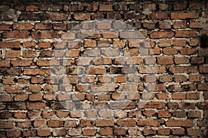 A grungy brick wall texture as background