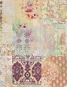 Grungy collage of shabby chic vintage wallpapers