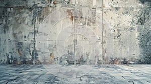 Grungy concrete wall background, abstract modern space with dirty grey walls, empty room interior. Theme of grunge, stone