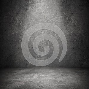 Grungy concrete wall and stone floor room as background