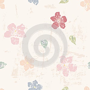 Grungy floral seamless pattern