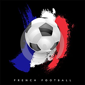 Grungy French flag with soccer ball