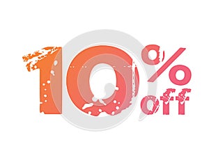 Grungy gradient pink to orange ten percent off special discount word