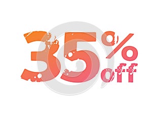 Grungy gradient pink to orange thirty-five 35 percent off special discount word