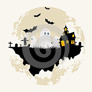 Grungy Halloween Background with Ghosts