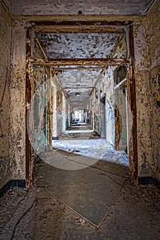 Grungy hallway in Letchworth Village Institution