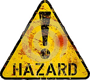 Grungy hazard, risk, danger warning icon, internet security