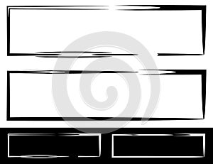 Grungy, irregular frames, borders with painted look over white