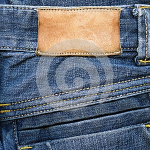Grungy leather label on jeans