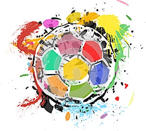 Grungy multicolored soccer ball,