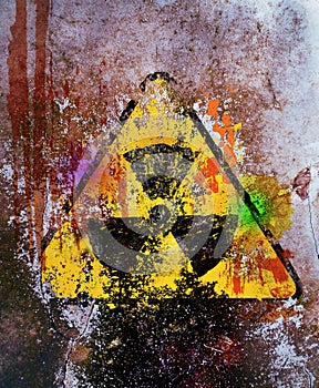 Grungy nuclear radiation warning sign