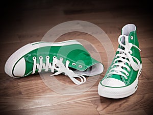 Grungy retro green sneakers