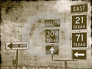 Grungy road signs