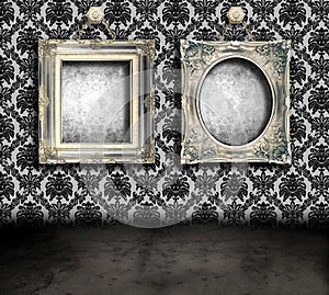 Grungy room with frames