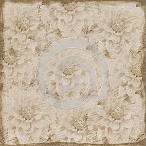 Grungy sepia large floral background