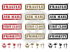 Grungy Shipping Labels And Icons