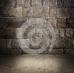 Grungy stone wall and floor photo