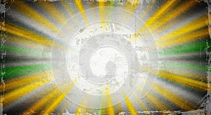Grungy Textured Background with Yellow and Green Sunburst Rays grunge distressed