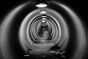 Mizerná tunel v noci kruhový svetlo vzor 