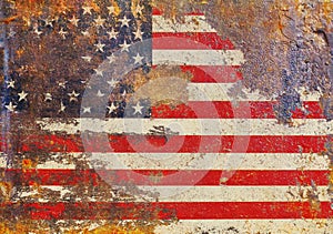 Grungy USA flag, stars and stripes, distressed and rough