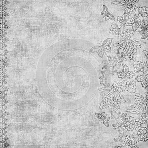 Grungy vintage floral damask scrapbook background photo